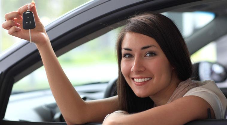 Women Drives away with a Car Title Loan